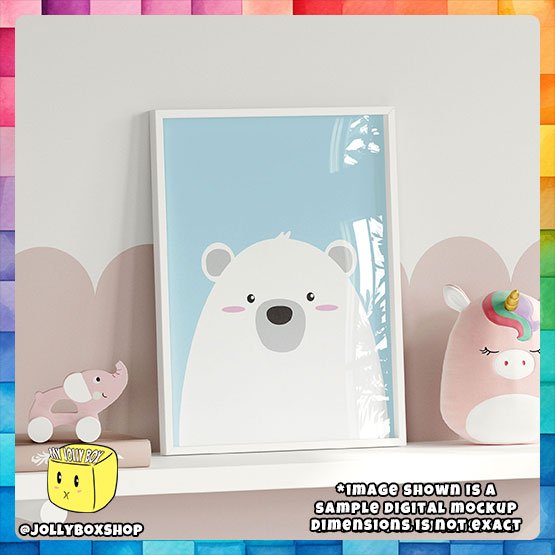 Adorable-Polar-Bear Blue Background-Kids-Bedroom-Poster-Mockup-For-Web