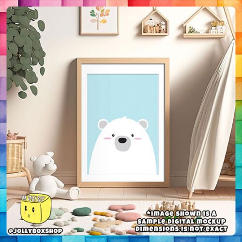 Adorable-Polar-Bear Blue Background-Kids-Bedroom-Poster-Mockup-For-Web 2