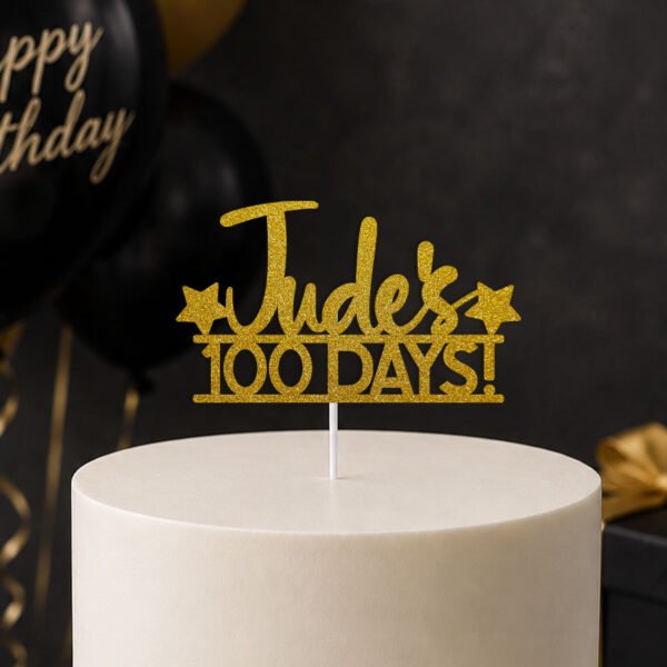 Personalised Name 100 Days with Stars Theme Cake Topper
