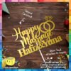 Digital Mockup of a Personalize Happy Marriage with Couple Name Cake Topper placed on table