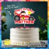 Digital Mockup of a Cute Racer in Racing Car Cake Topper Placed on Cake