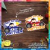 Digital Mockup of Cute Racer in Racing Car Cake Toppers Placed on Table in different colors