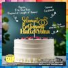 Digital Mockup of a Personalize Selamat Bertunang with Couple Name Cake Topper placed on cake