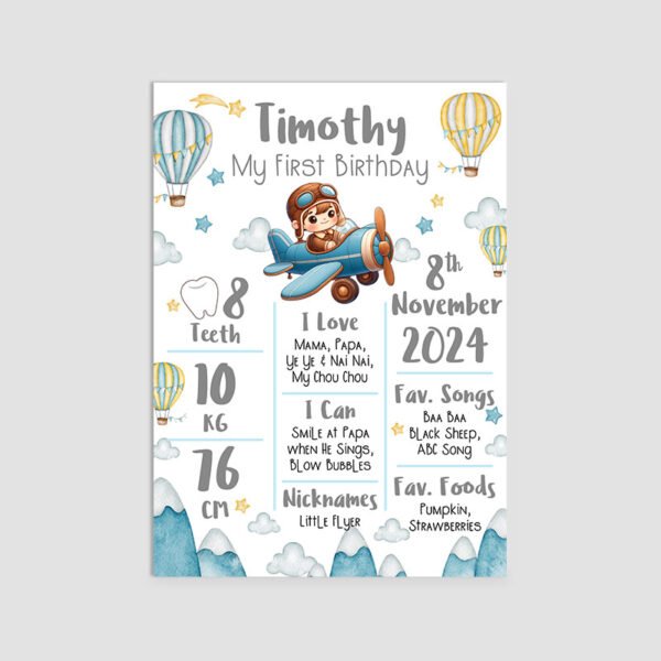 Personalized Pilot Theme Milestone Board | Party Favor Decorations