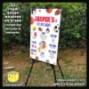 Digital mockup of a A2 size Sports Balls theme milestone board placed on a stand