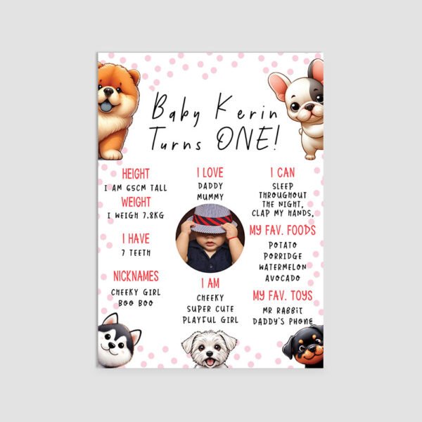 Personalized Peeking Dogs Milestone Board | Party Favor Decorations