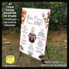 Digital mockup of a A1 size Cute Peeking Dogs theme milestone board placed on a stand
