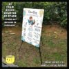 Digital mockup of a A1 size Cute Pilot theme milestone board placed on a stand