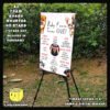 Digital mockup of a A2 size Cute Peeking Dogs theme milestone board placed on a stand