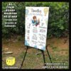 Digital mockup of a A2 size Cute Pilot theme milestone board placed on a stand