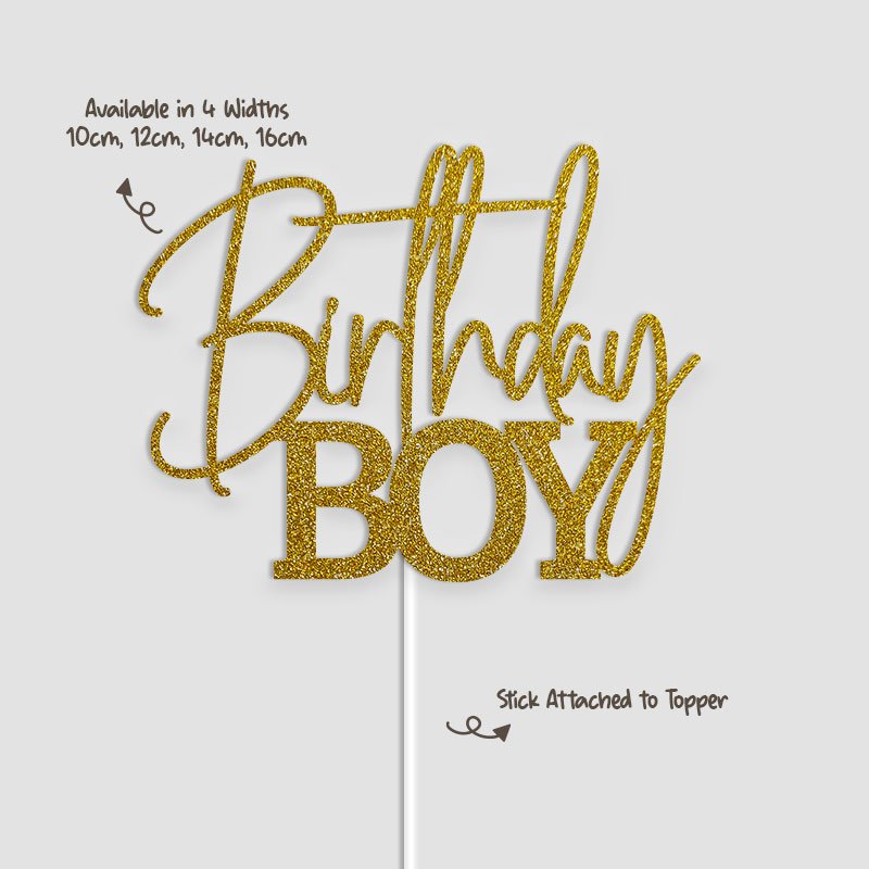 Standard Birthday Boy Text Cake Topper | Unique Party Decor - Image 2
