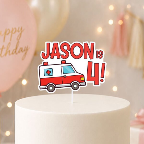 Cute Ambulance Cake Topper | Handmade Medical Party Decor