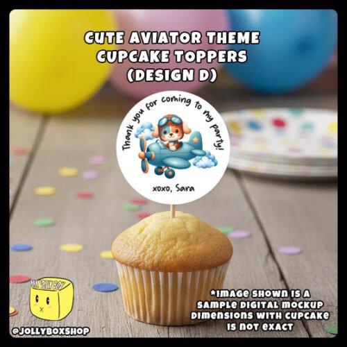 Digital-mockup-of-a-cute-aviator-theme-cupcake-topper-design-D-v2 Digital Mockup of Aviator Theme Cupcake Topper Design D Placed on Cupcake