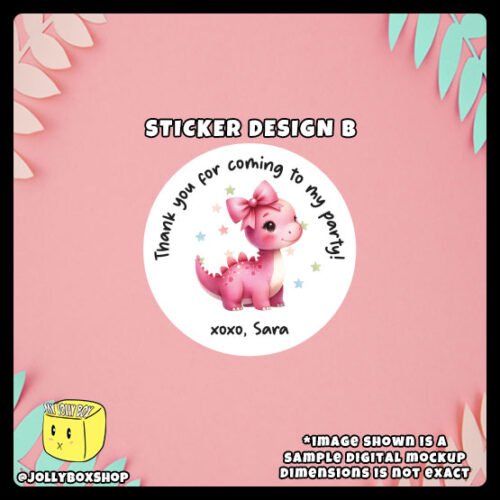 Digital Mockup of a cute watercolor dinosaur theme sticker Design B