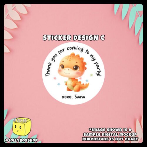 Digital Mockup of a cute watercolor dinosaur theme sticker Design C