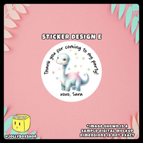 Digital Mockup of a cute watercolor dinosaur theme sticker Design E