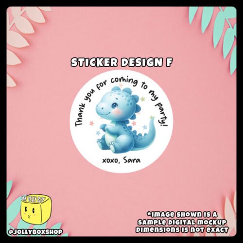 Digital Mockup of a cute watercolor dinosaur theme sticker Design F