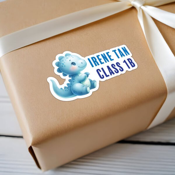 Personalize with Name and Class Cute Watercolor Theme Dinosaur Stickers