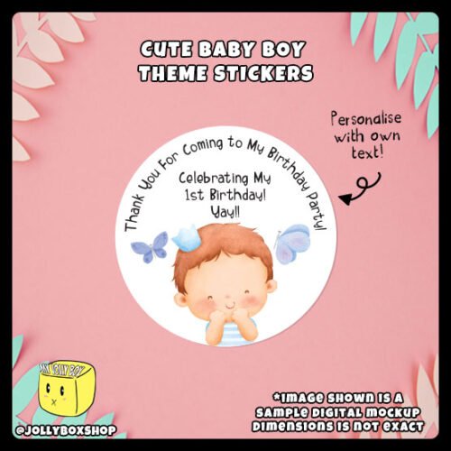 Cute-Baby-Boy-Theme-Stickers Personalize Cute Baby Boy Theme Sticker with the option of having your own personalized text