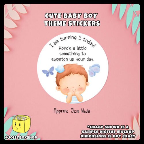 Cute-Baby-Boy-Theme-Stickers-Dimensions Personalize Cute Baby Boy Theme Sticker 5cm dimensions