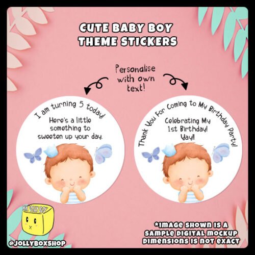 Cute-Baby-Boy-Theme-Stickers-with-personalize-text Personalize Cute Baby Boy Theme Stickers with Personalized Text