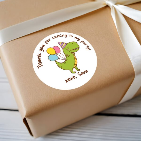 Cute Party Dinosaurs Round Stickers