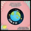 Personalized-Cute-Planets-Theme-Round-Stickers-Design-A Digital mockup of a Personalize Cute Planets Theme Sticker Design A - Earth with a satellite hovering over it