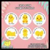 Cute-Duck-Theme-Stickers-in-6-Different-Designs Digital mockup of a 6 unique designs cute ducks round stickers