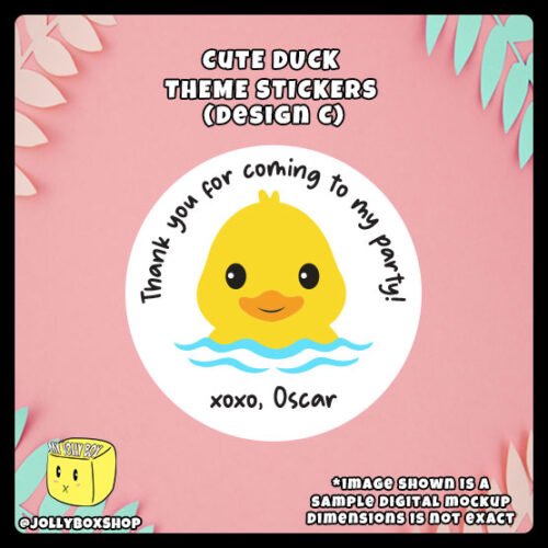 Cute-Duck-in-Water-Sticker-Design-C Digital mockup of a cute duck round sticker design C
