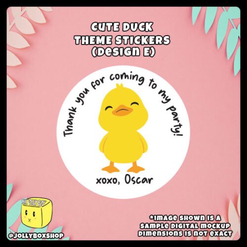 Cute-Happy-Duck-Sticker-Design-E Digital mockup of a cute duck round sticker design E