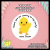 Cute-Waving-Duck-Sticker-Design-A Digital mockup of a cute duck round sticker design A