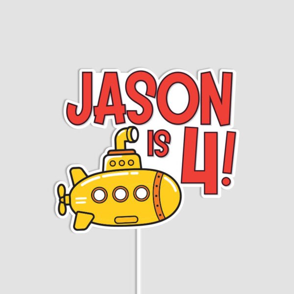 Cute Submarine Theme Cake Topper | Custom Party Decor