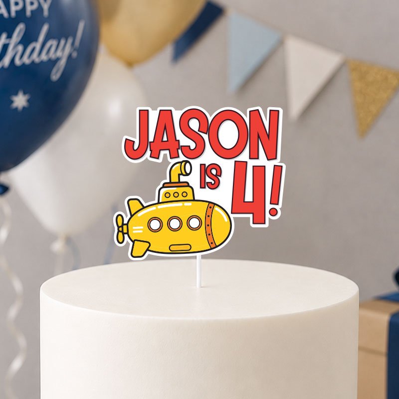 Cute Submarine Theme Cake Topper | Custom Party Decor