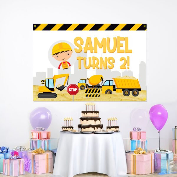 Construction Theme PVC Backdrop Banner | Custom Party Decor