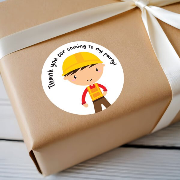 Cute Construction Theme Round Stickers | Party Favors Singapore