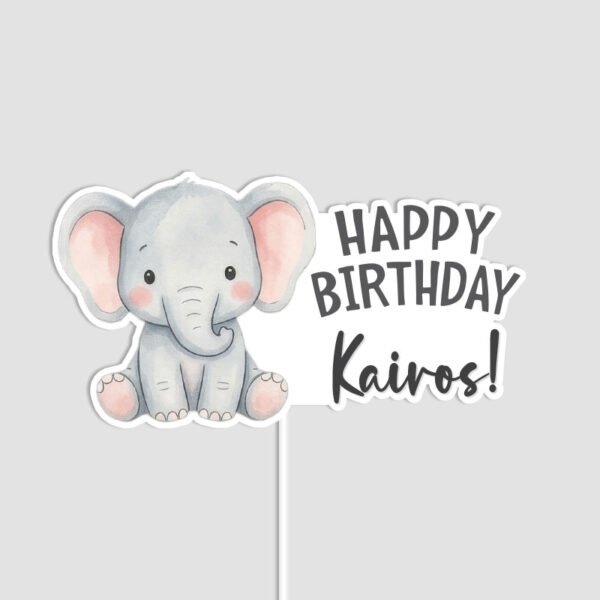 Cute Sitting Elephant Cake Topper | Custom Party Decor