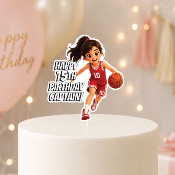 Girl Basketball Player Personalised Birthday Cake Topper | Singapore