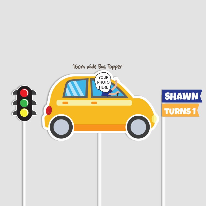 Personalize-Driver-in-Cute-Car-Cake-Topper-Bundle-Theme-16cm-wide-Car-Topper