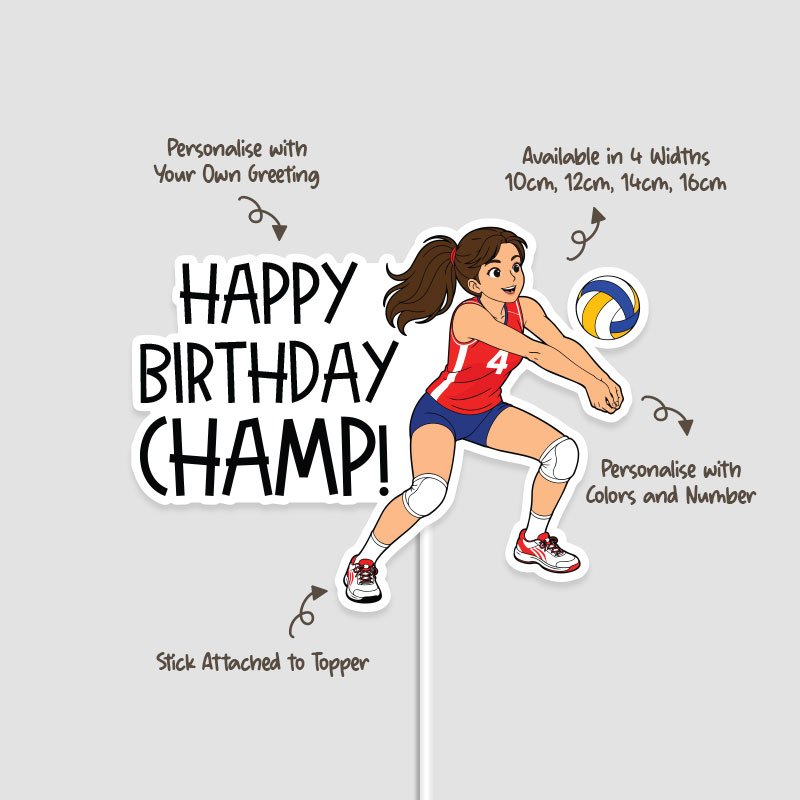 Personalised Volleyball Girl Birthday Cake Topper | Singapore - Image 3