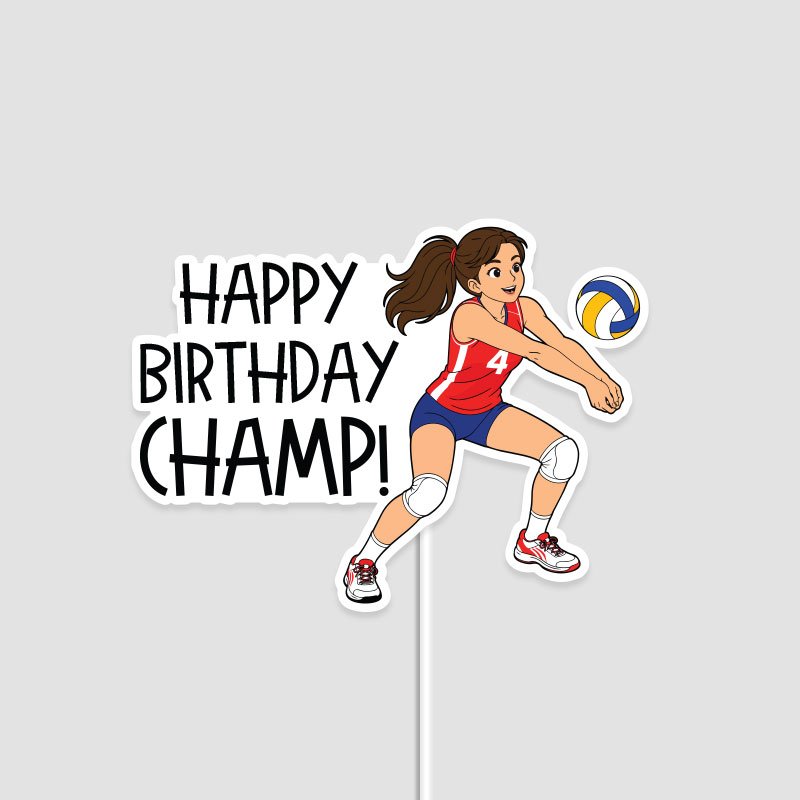 Personalised Volleyball Girl Birthday Cake Topper | Singapore - Image 2