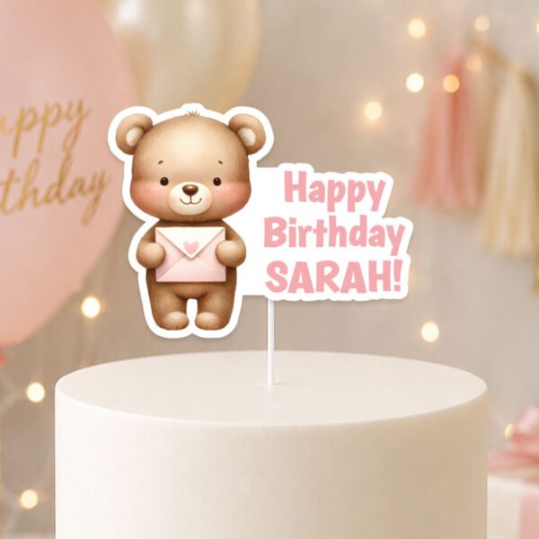 Personalised Baby Bear with Love Letter Cake Topper Singapore | Custom Name