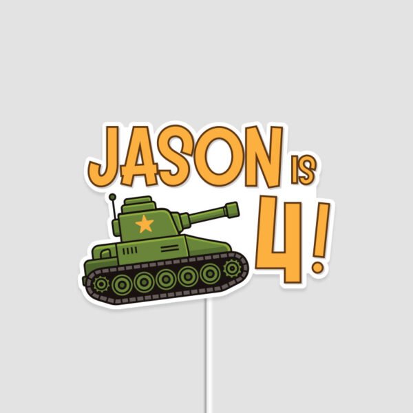 Digital-mockup-of-a-personalised-cute-military-tank-cake-topper-grey-background
